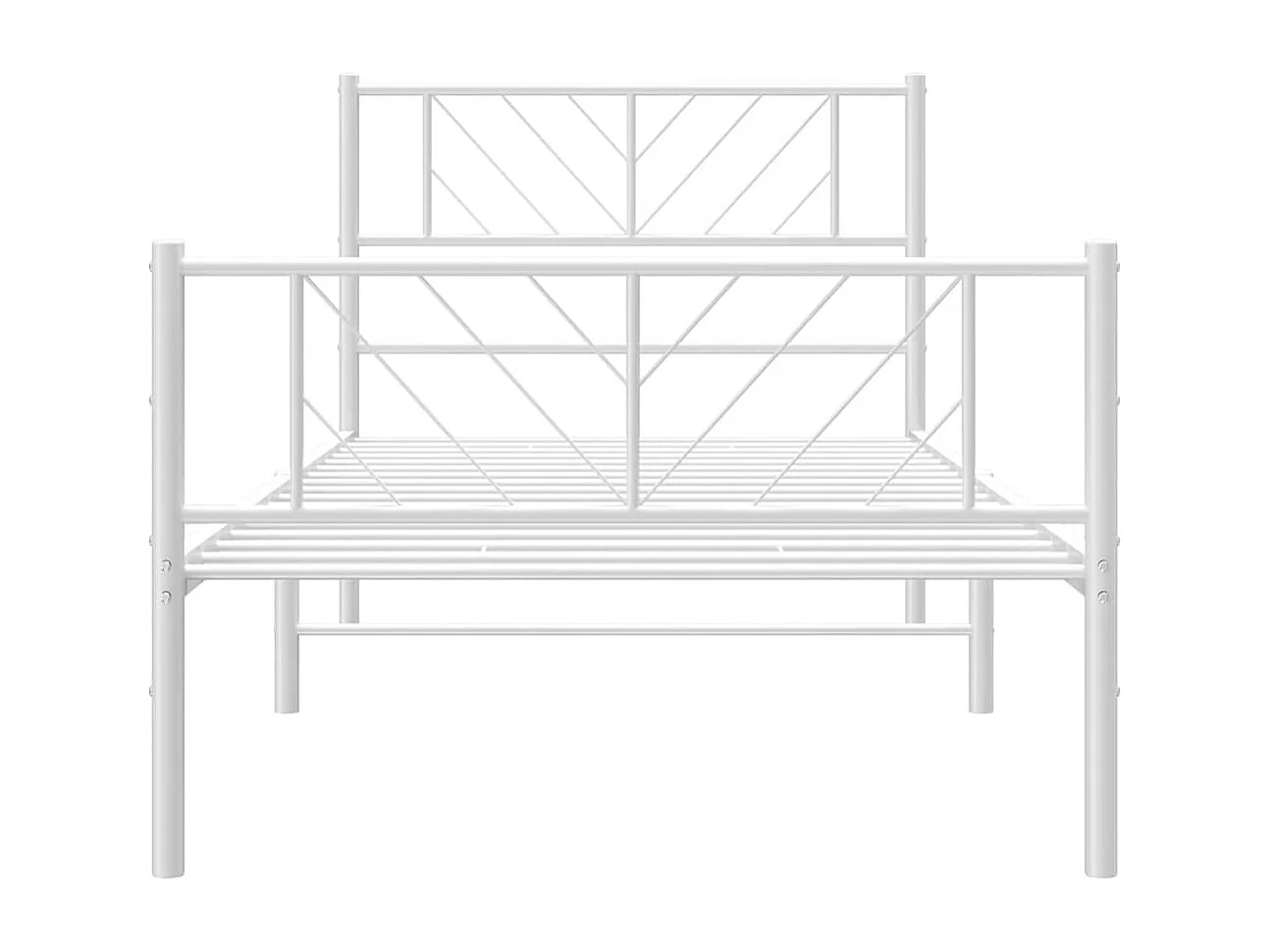 Cadre de lit métal sans matelas et pied de lit blanc 100x200 cm