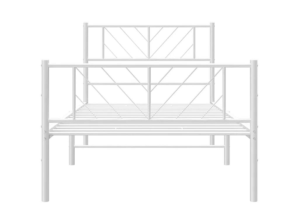 Cadre de lit métal sans matelas et pied de lit blanc 100x200 cm