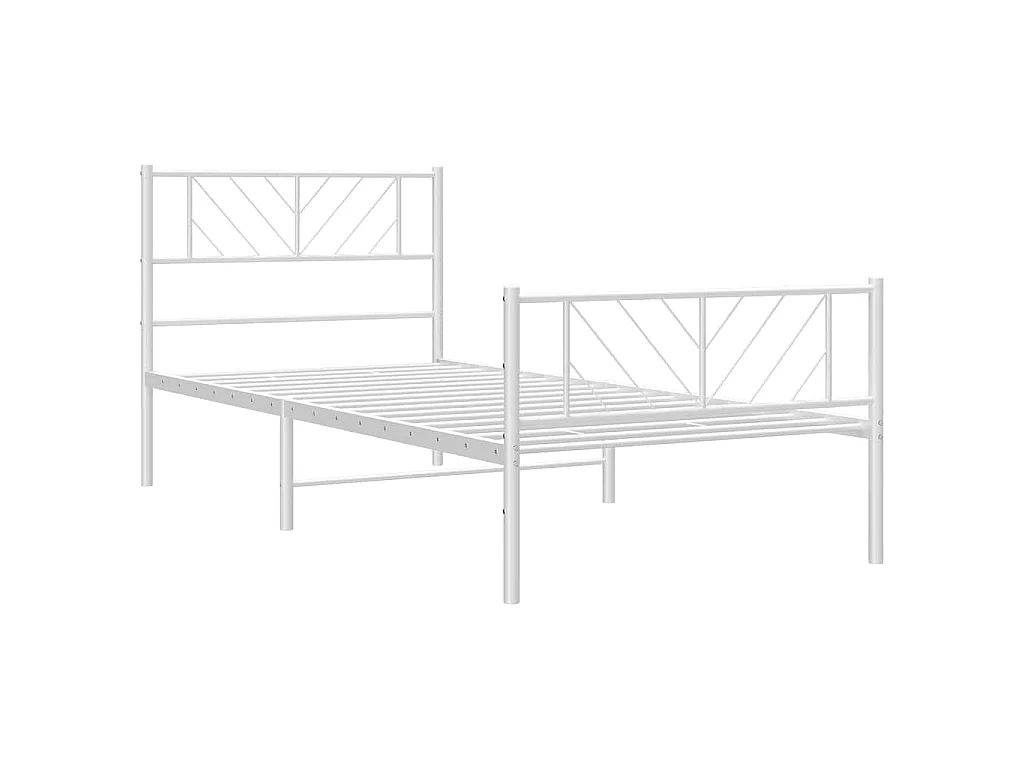 Cadre de lit métal sans matelas et pied de lit blanc 100x200 cm