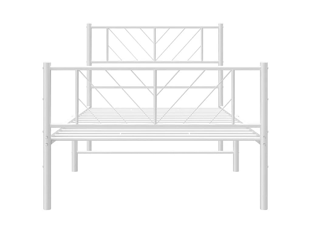 Cadre de lit métal sans matelas et pied de lit blanc 100x200 cm