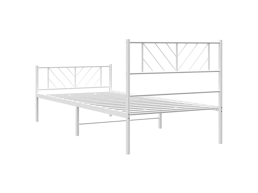 Cadre de lit métal sans matelas et pied de lit blanc 100x200 cm