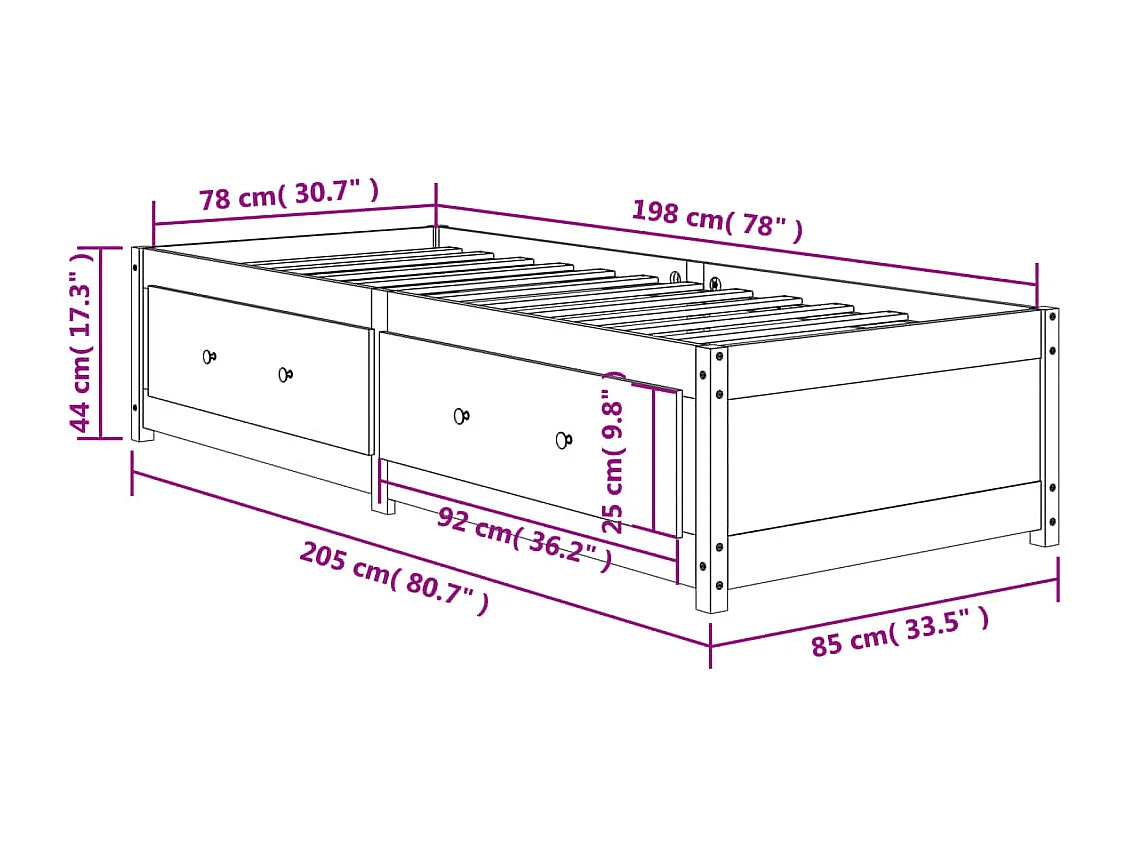 Lit de jour sans matelas cire marron 80x200 cm bois pin massif