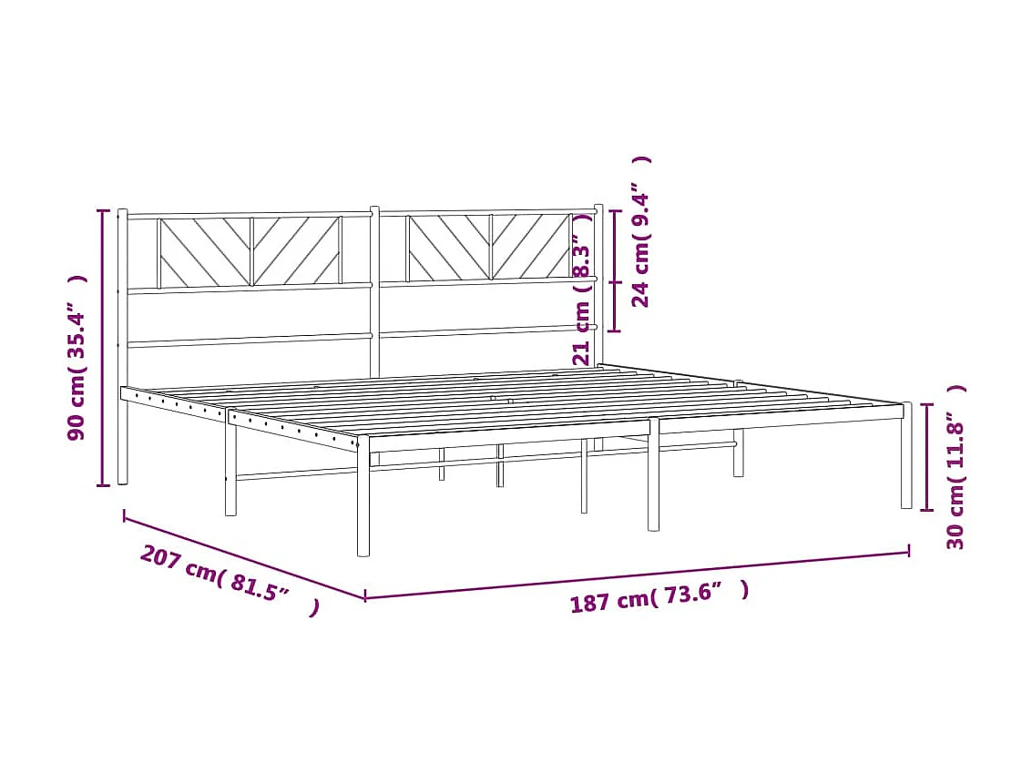 Giroletto con Testiera in Metallo Nero 180x200 cm
