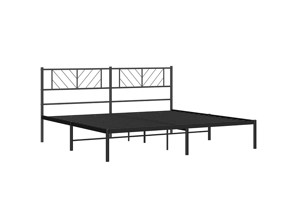 Cadre de lit métal sans matelas et tête de lit noir 180x200 cm