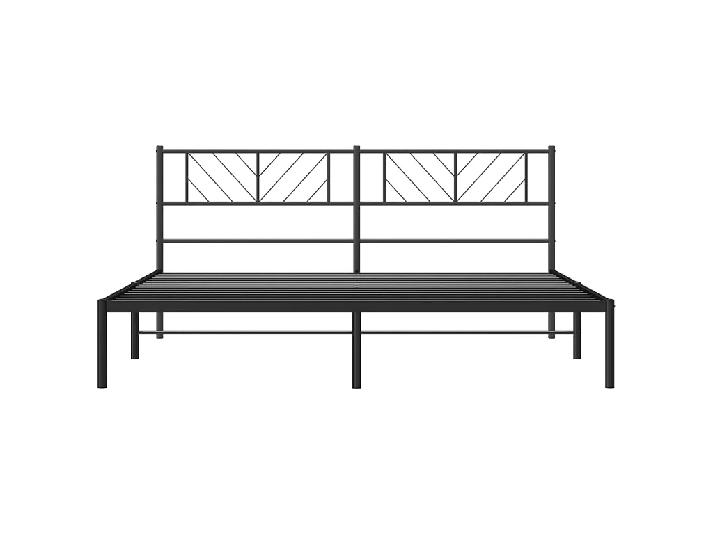 Cadre de lit métal sans matelas et tête de lit noir 180x200 cm