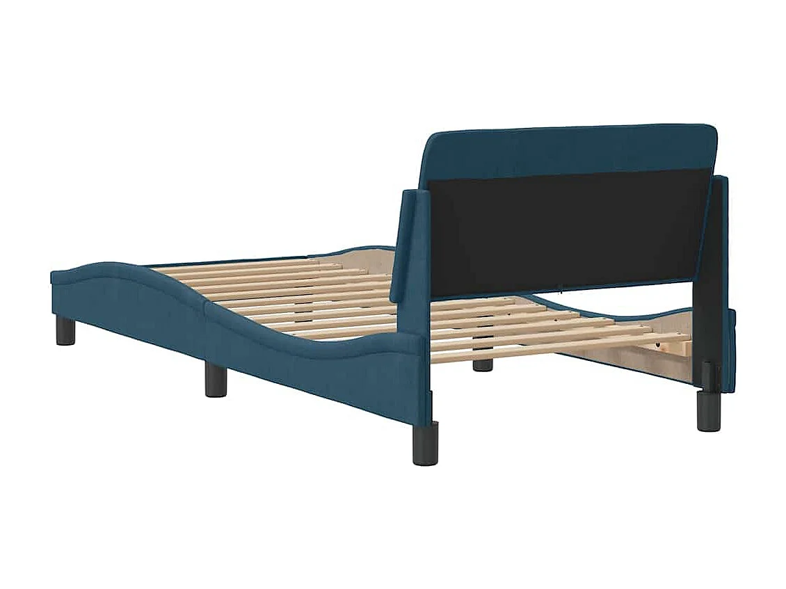 Cadre de lit avec tête de lit Dover bleu 90x190 cm velours