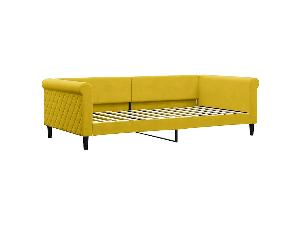 Lit de jour avec gigogne et matelas jaune 100x200 cm velours