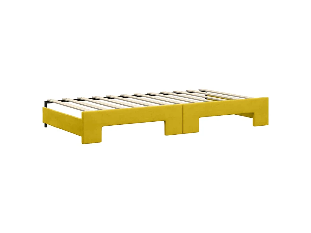 Lit de jour avec gigogne et matelas jaune 100x200 cm velours