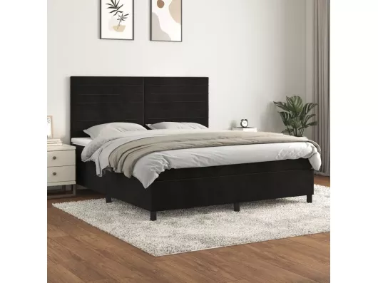 Kauf Unique Boxspringbett mit Matratze Schwarz 180x200 cm Samt