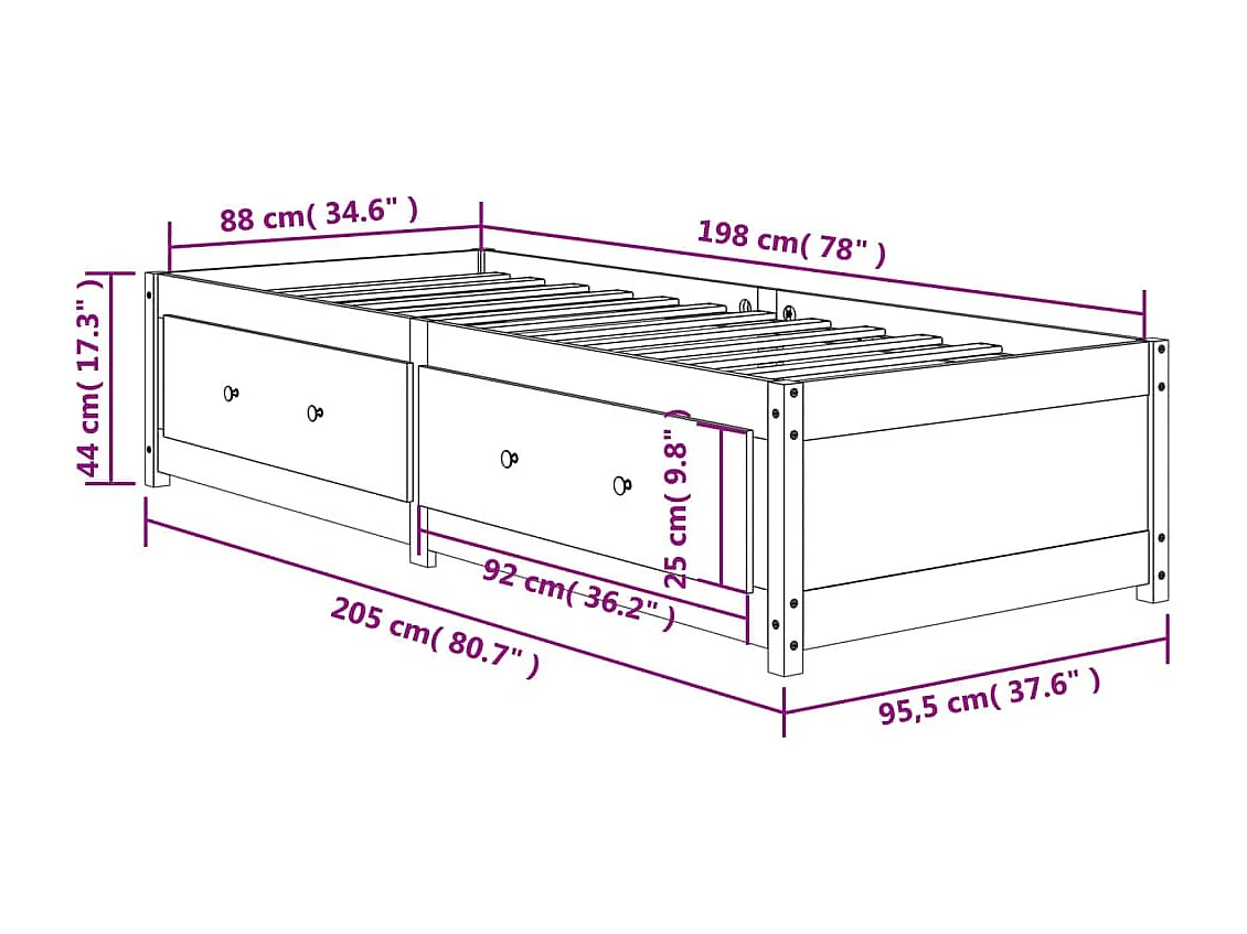 Sofá-cama sem colchão 90x200 cm pinho maciço castanho-mel