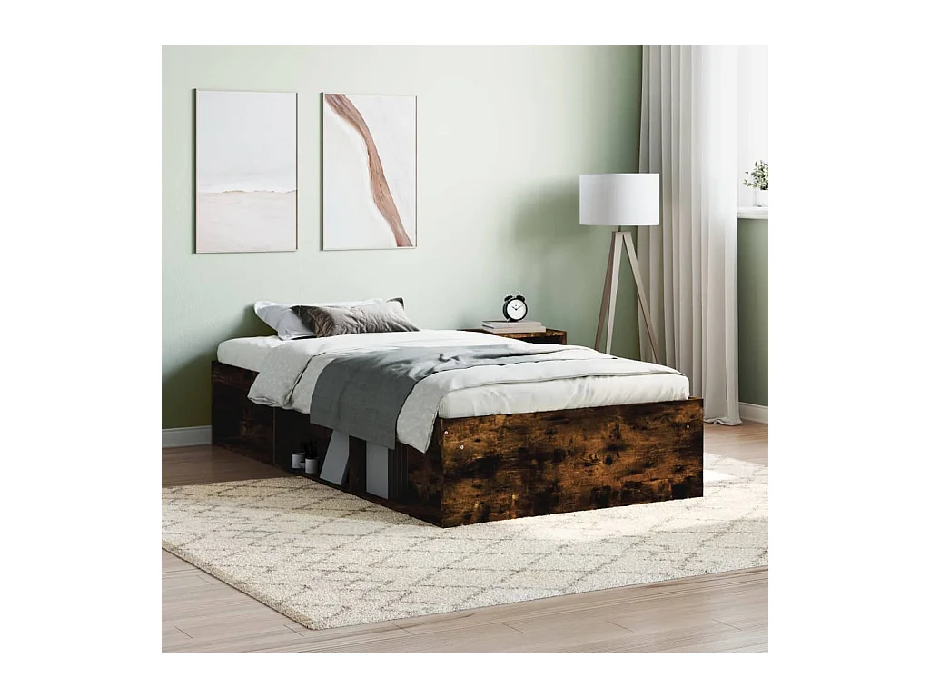 Cadre de lit sans matelas chêne fumé 100x200 cm