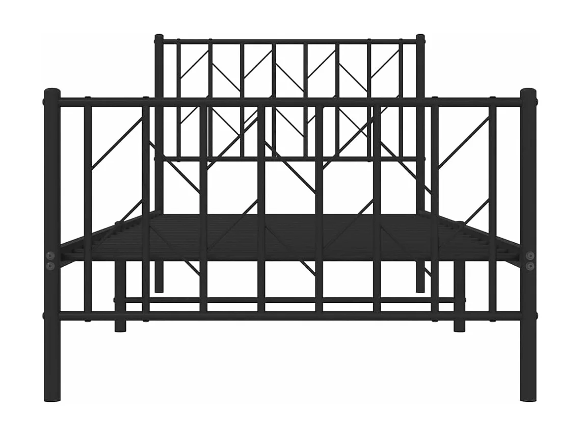 Cadre de lit métal sans matelas avec pied de lit noir 90x200 cm