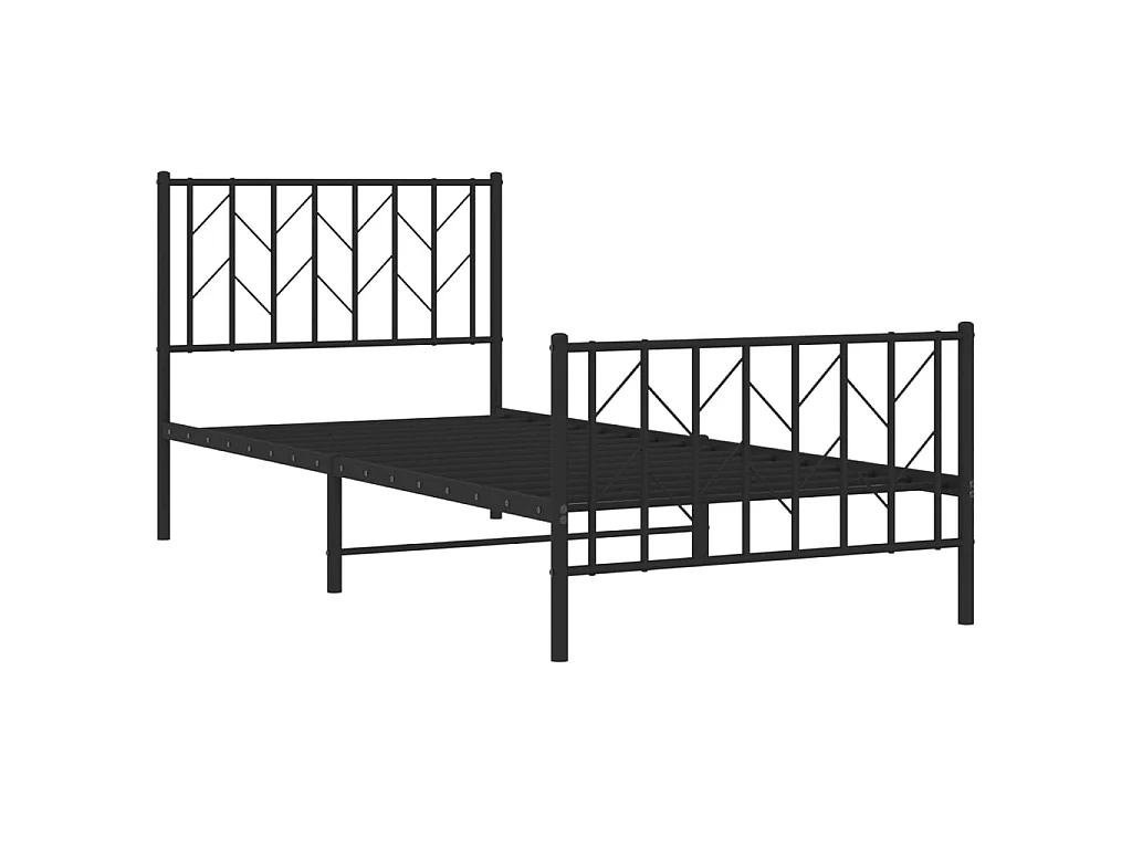 Cadre de lit métal sans matelas avec pied de lit noir 90x200 cm