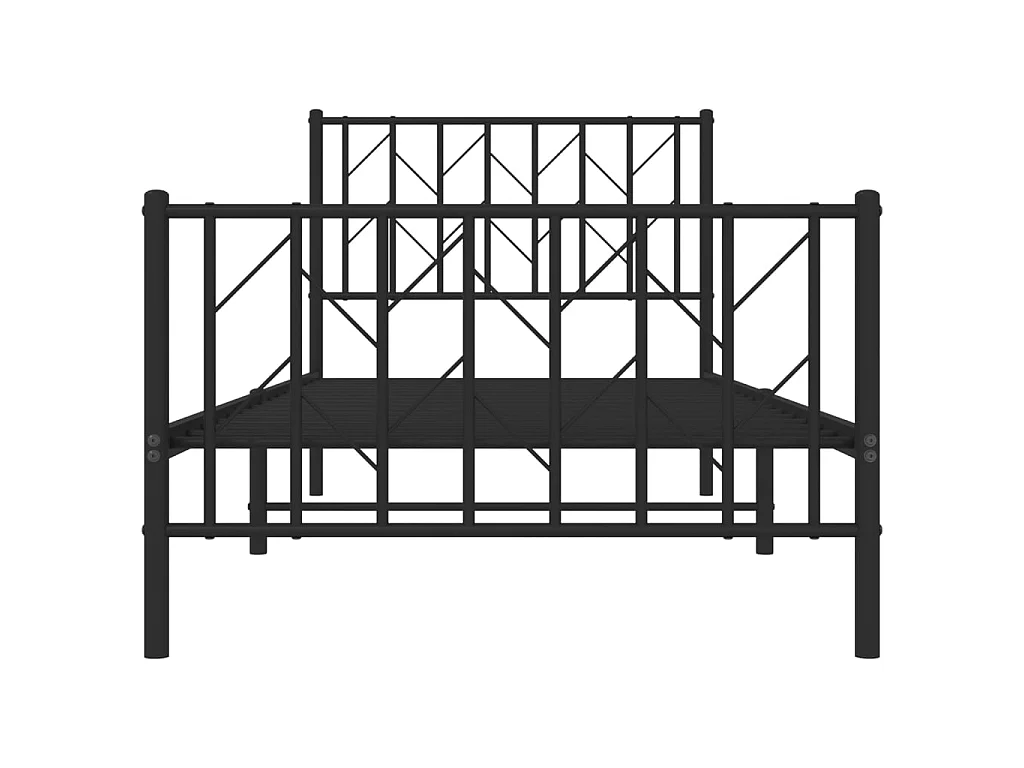 Cadre de lit métal sans matelas avec pied de lit noir 90x200 cm