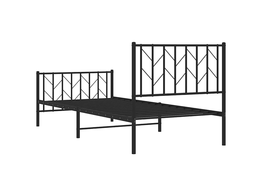 Cadre de lit métal sans matelas avec pied de lit noir 90x200 cm