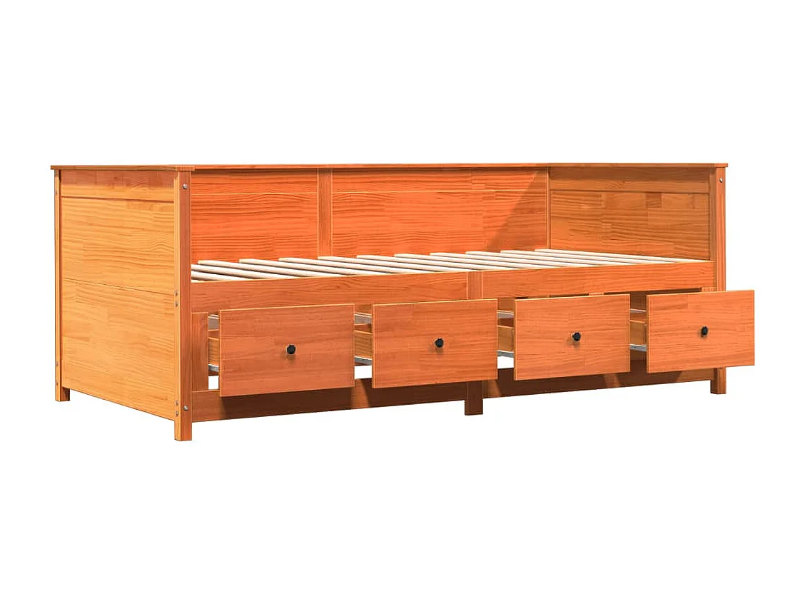 Bedbank zonder matras wasbruin 100x200 cm massief grenenhout