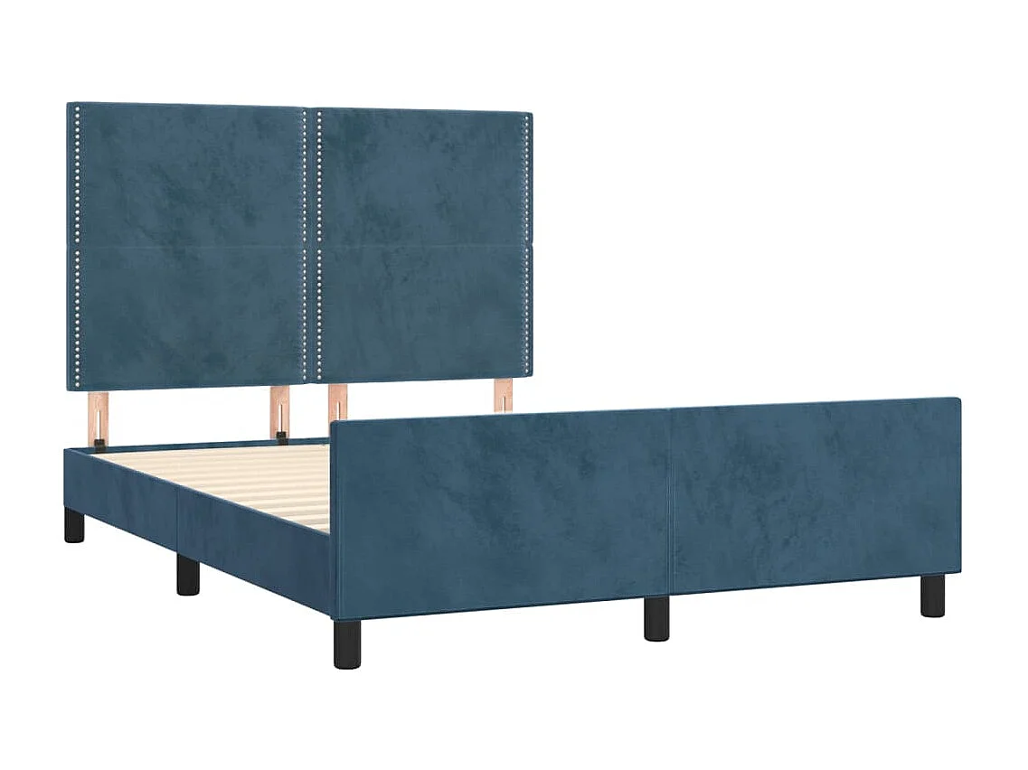 Cadre de lit sans matelas bleu foncé 140x190 cm velours