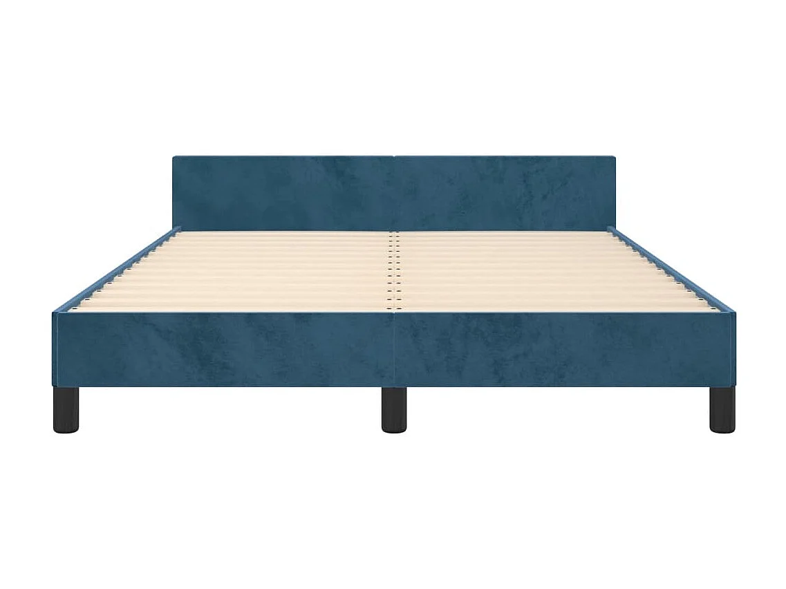 Cadre de lit sans matelas bleu foncé 140x190 cm velours