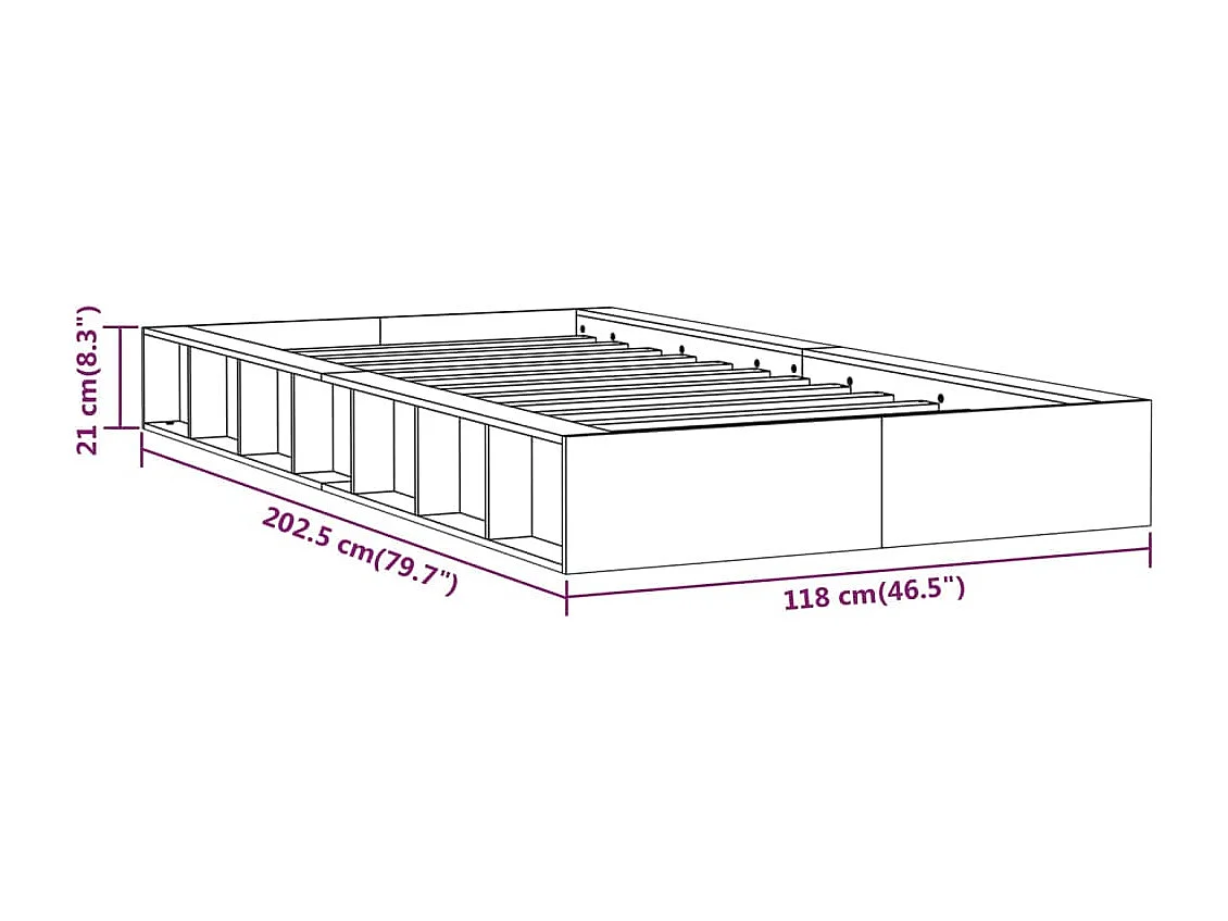 Bedframe massief hout 100x200 cm