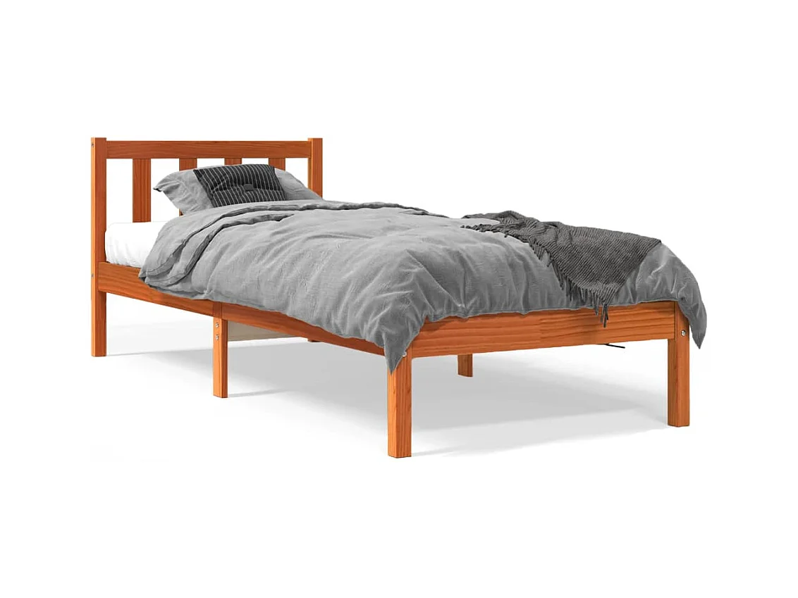 Cadre de lit sans matelas cire marron 75x190 cm bois pin massif