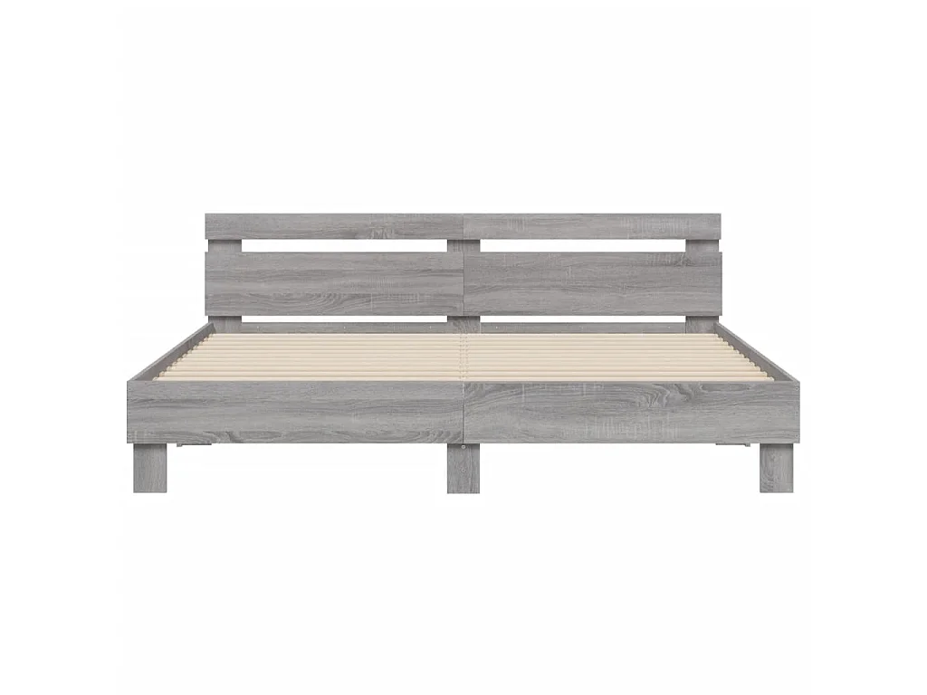 Bedframe met hoofdeinde bewerkt hout grijs sonoma 160x200 cm