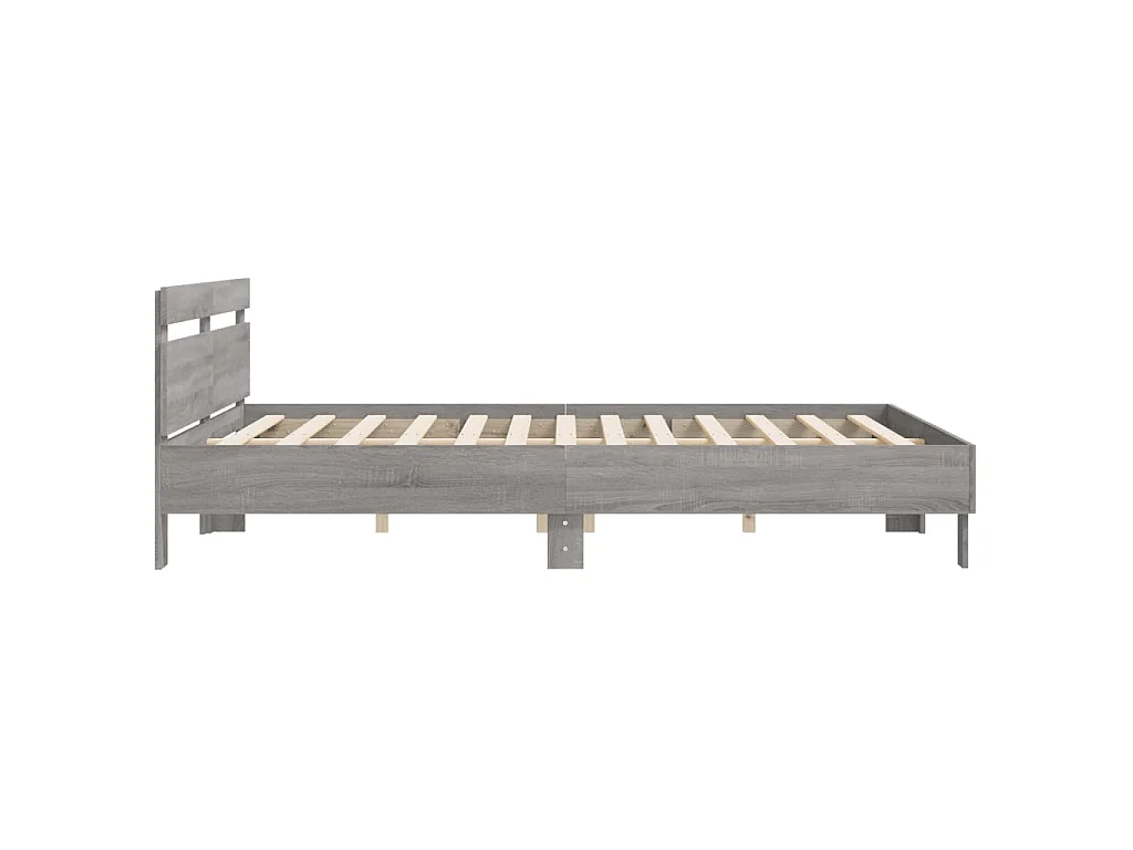 Bedframe met hoofdeinde bewerkt hout grijs sonoma 160x200 cm