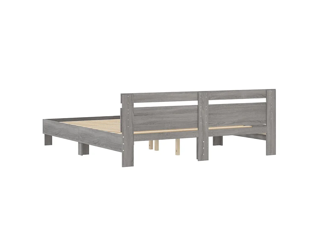 Bedframe met hoofdeinde bewerkt hout grijs sonoma 160x200 cm