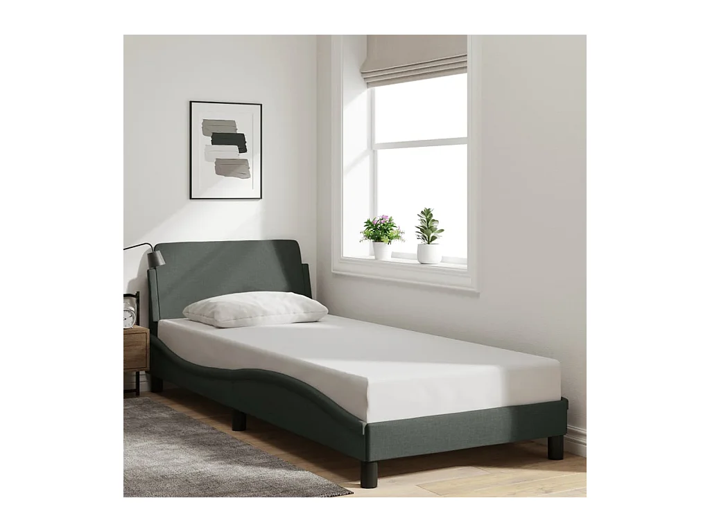 Giroletto senza Materasso Grigio Scuro 90x190 cm Tessuto