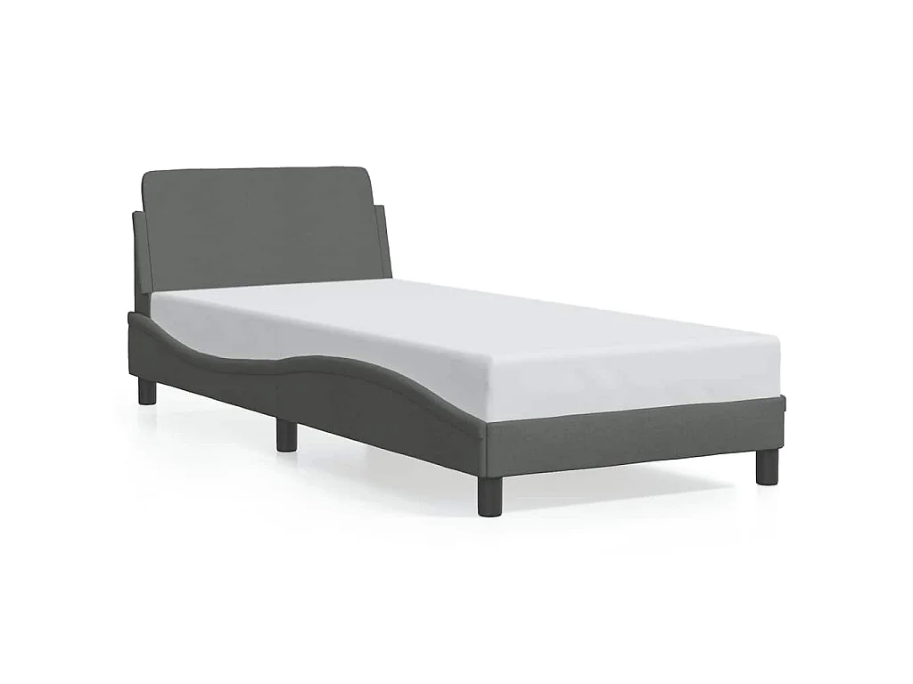 Cadre de lit Dover gris foncé 90x190 cm tissu