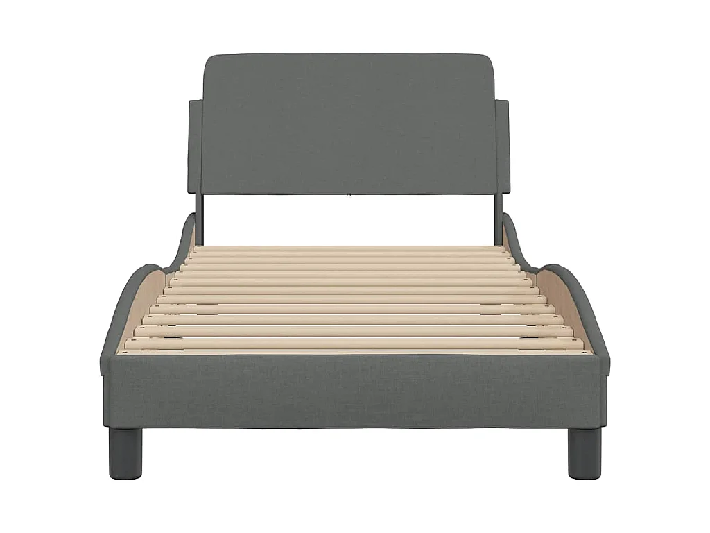 Cadre de lit Dover gris foncé 90x190 cm tissu