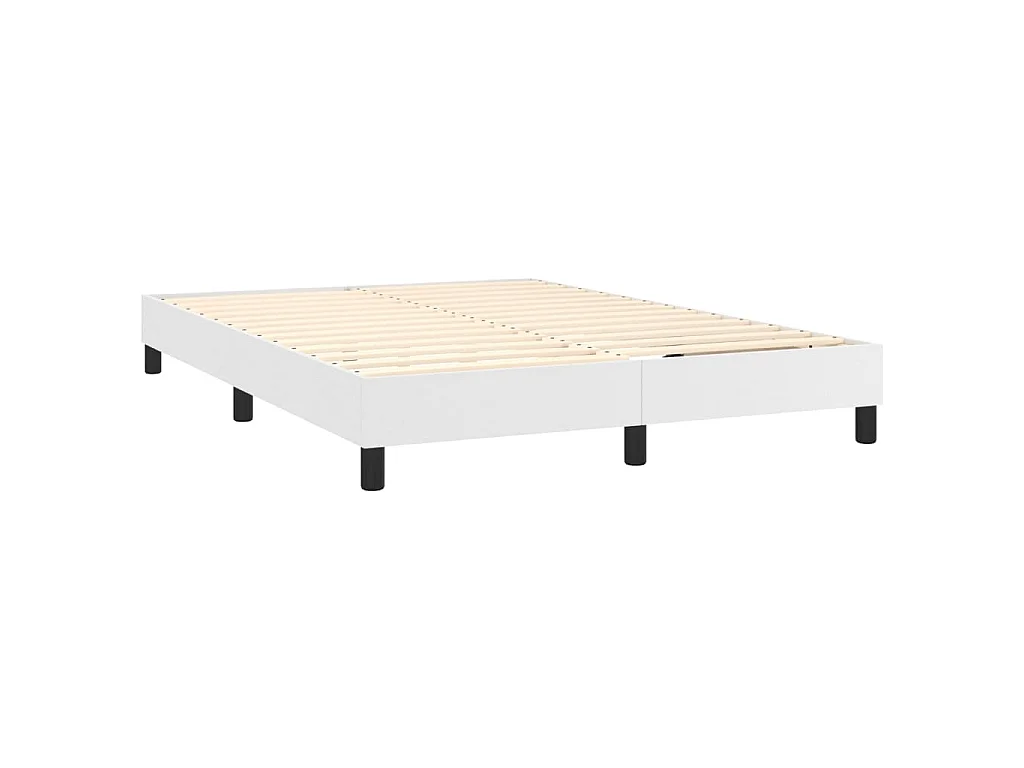 Boxspringbett mit Matratze & LED Weiß 140x190 cm Kunstleder