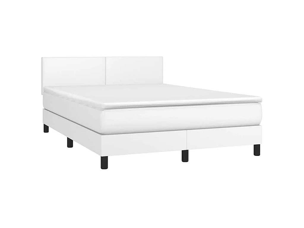 Sommier à lattes de lit avec matelas et LED Blanc 140x190 cm