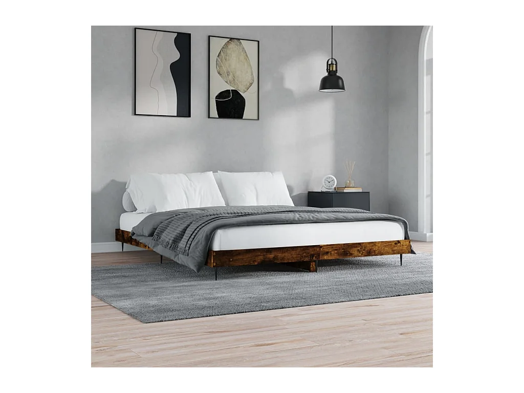 Cadre de lit sans matelas chêne fumé 120x200 cm bois ingénierie