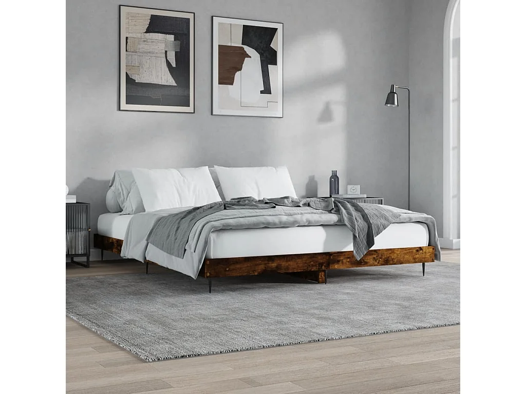 Cadre de lit sans matelas chêne fumé 120x200 cm bois ingénierie