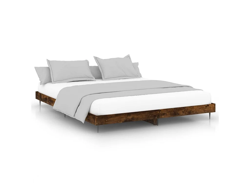 Cadre de lit sans matelas chêne fumé 120x200 cm bois ingénierie