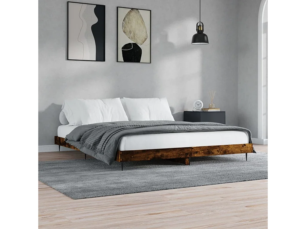 Cadre de lit sans matelas chêne fumé 120x200 cm bois ingénierie