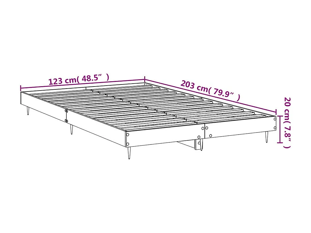 Cadre de lit sans matelas chêne fumé 120x200 cm bois ingénierie