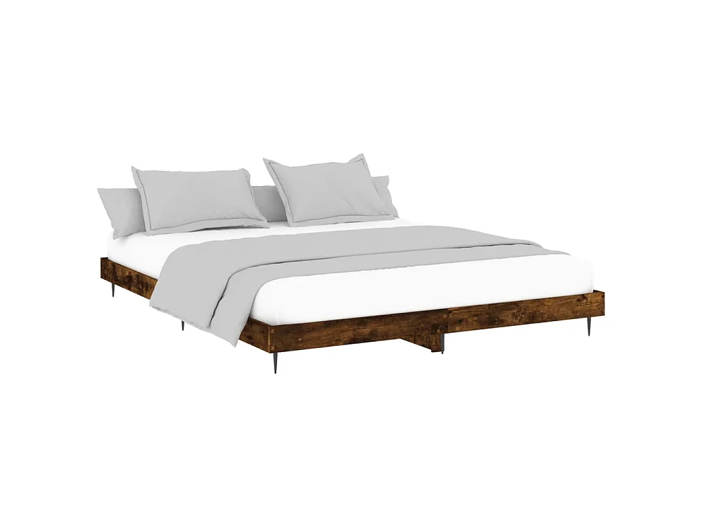 Cadre de lit sans matelas chêne fumé 120x200 cm bois ingénierie