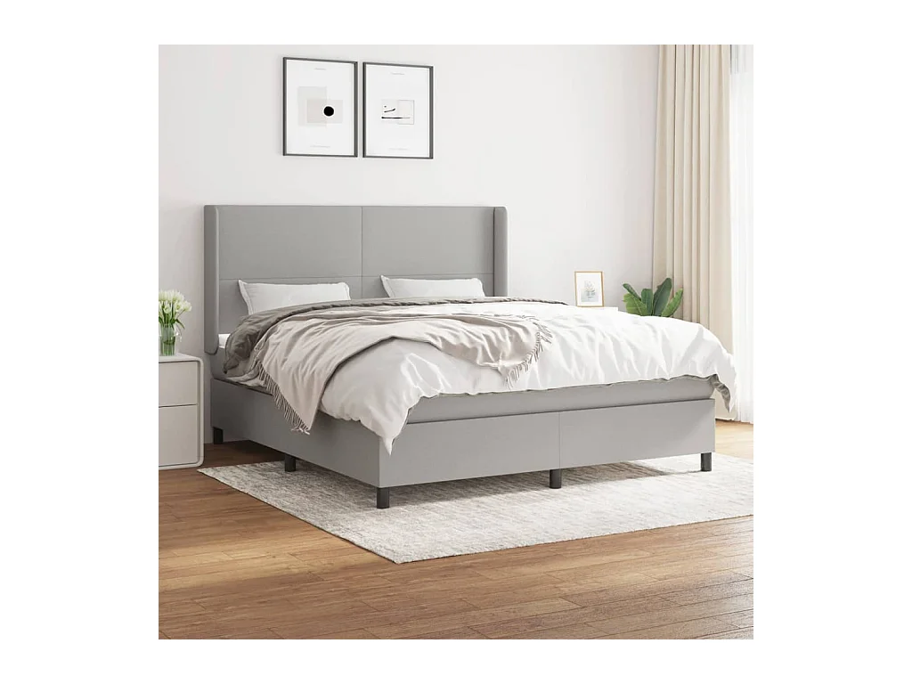Sommier à lattes de lit avec matelas Gris clair 160x200cm Tissu
