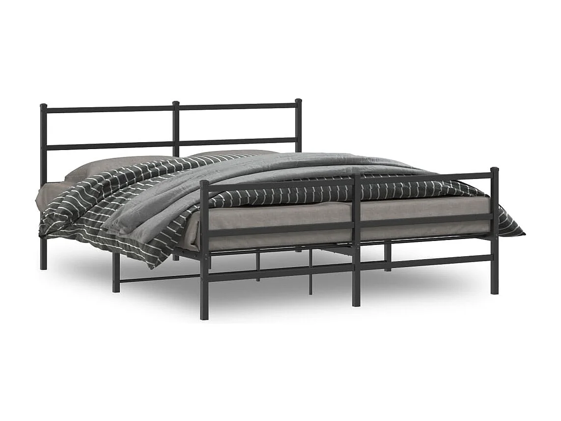 Giroletto con Testiera e Pediera Metallo Nero 160x200 cm