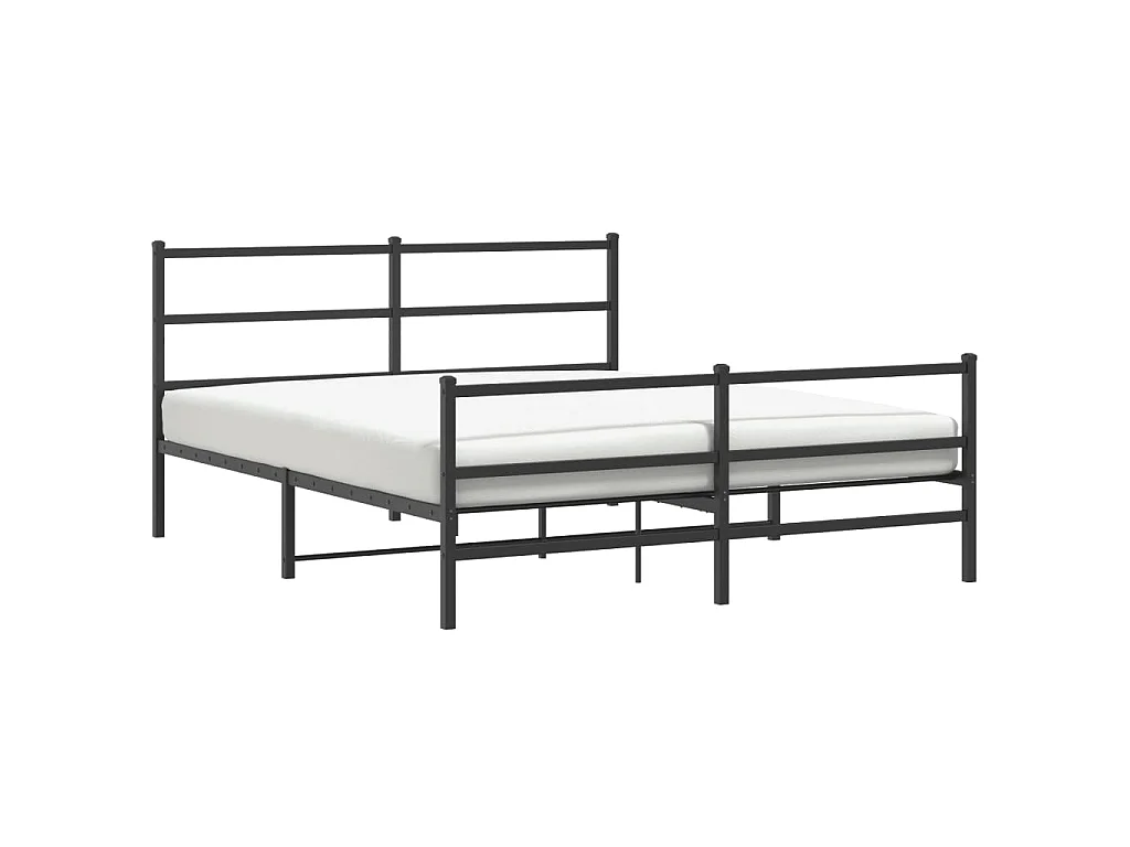 Cadre de lit métal sans matelas avec pied de lit noir 160x200cm
