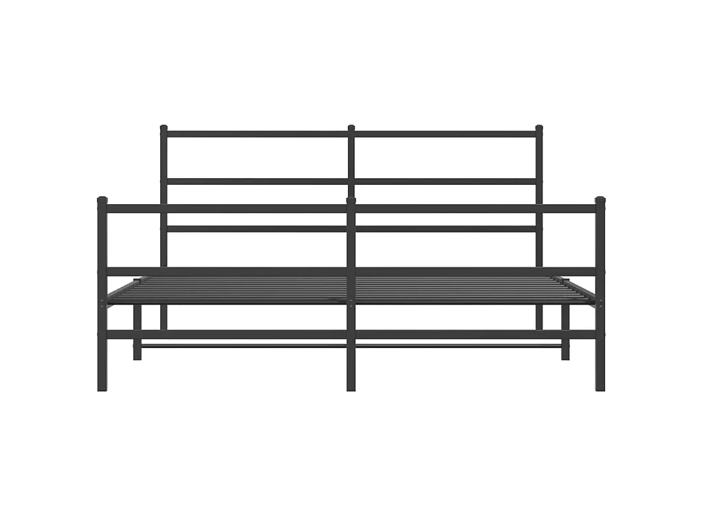 Cadre de lit métal sans matelas avec pied de lit noir 160x200cm