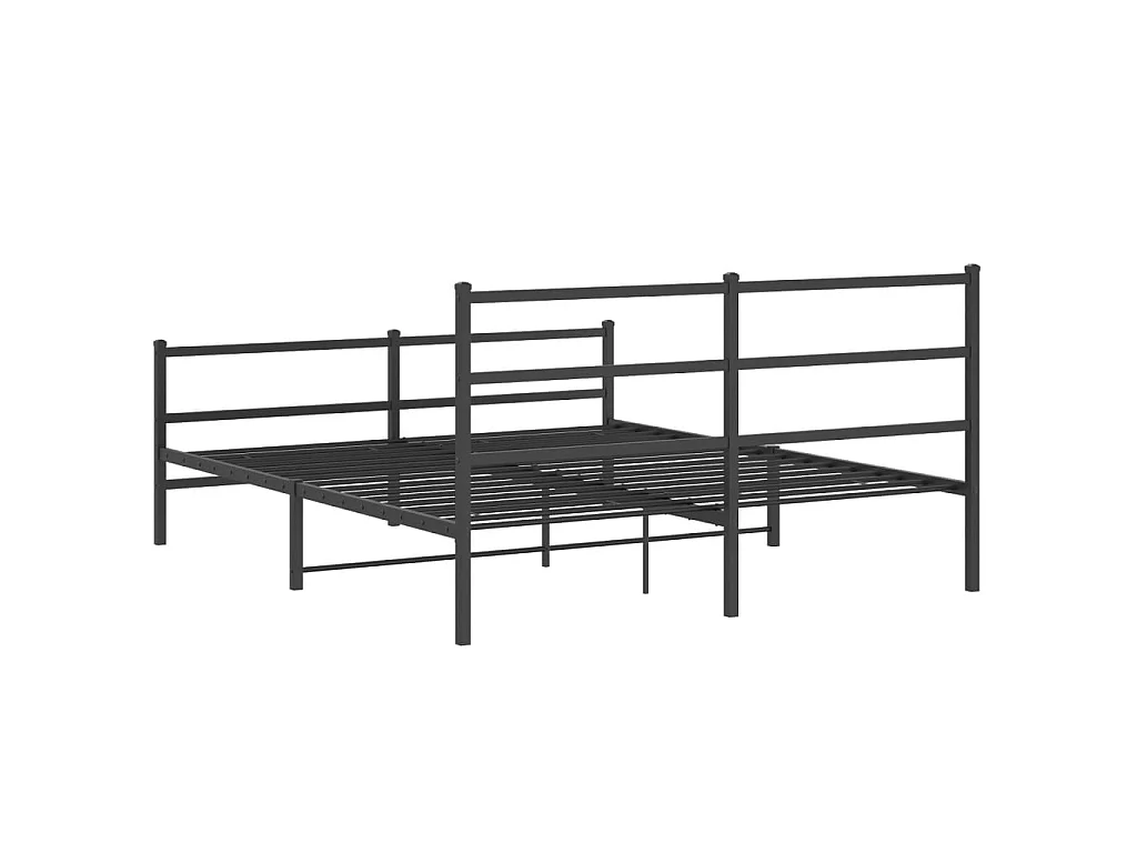 Cadre de lit métal sans matelas avec pied de lit noir 160x200cm
