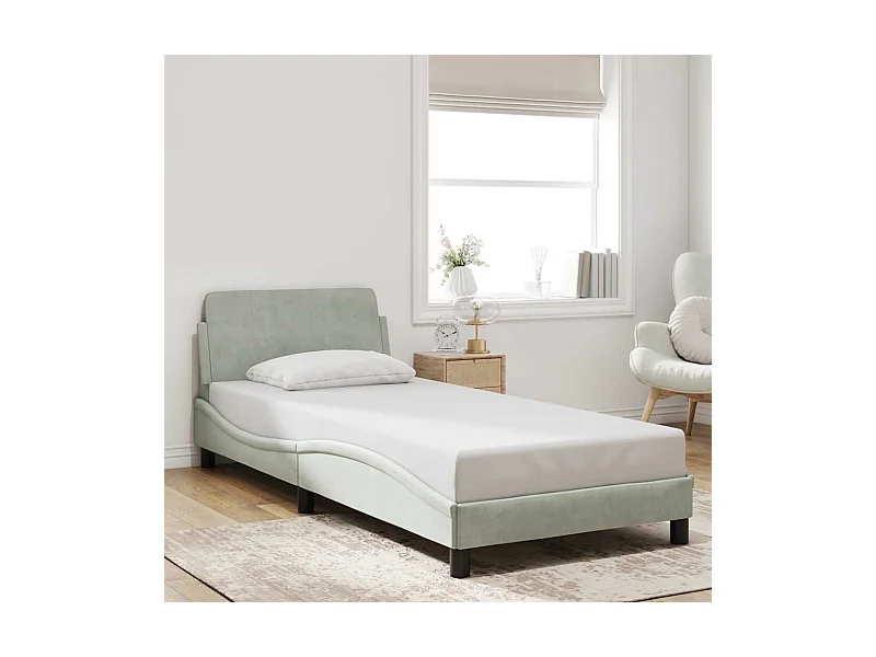 Cadre de lit sans matelas gris clair 80x200 cm velours