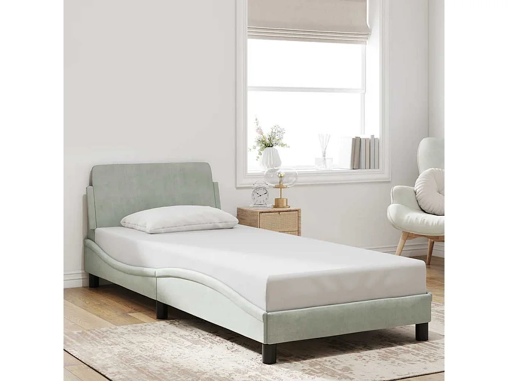 Bedframe "Dover" 80x200 cm fluweel lichtgrijs