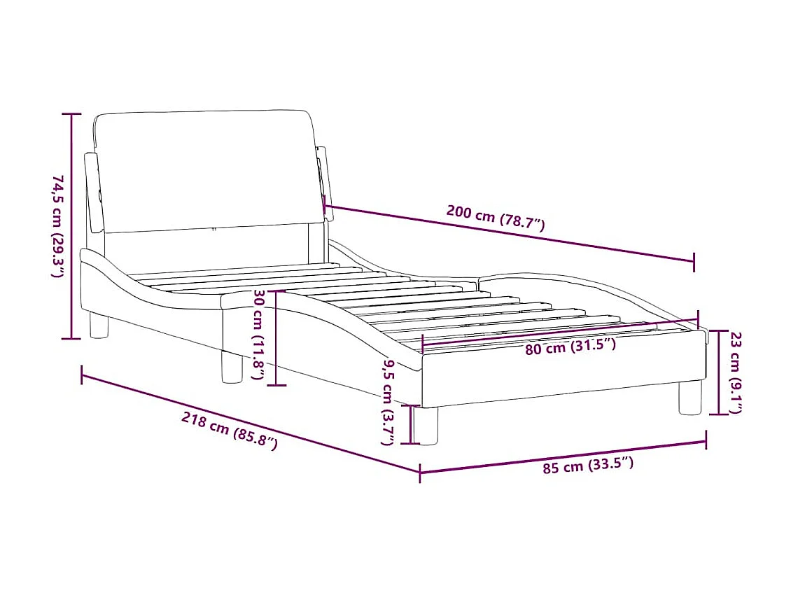 Bedframe "Dover" 80x200 cm fluweel lichtgrijs