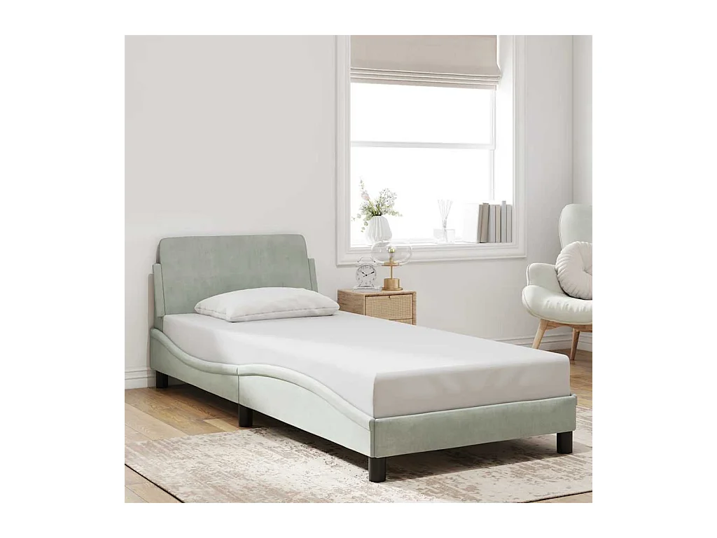 Giroletto senza Materasso Grigio Chiaro 80x200 cm Velluto