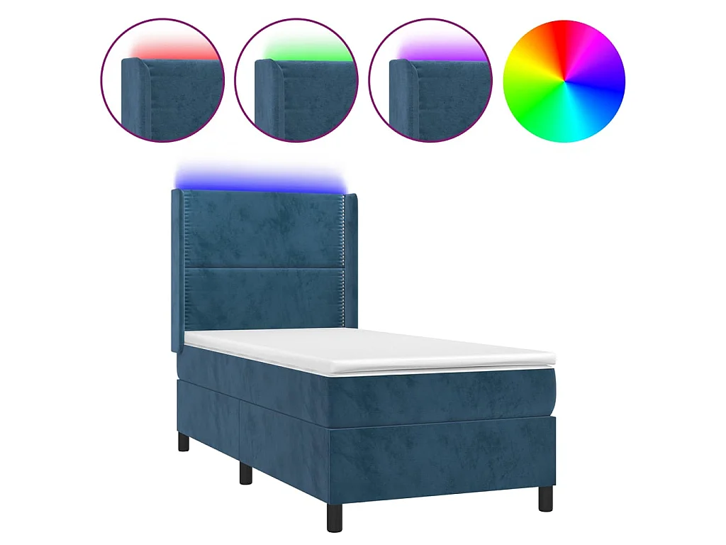 Boxspring met matras en LED fluweel donkerblauw 80x200 cm
