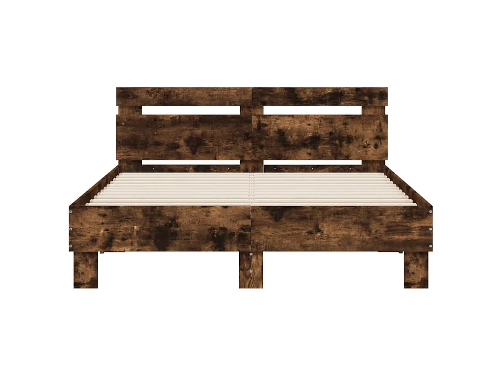 Bedframe met hoofdeinde bewerkt hout gerookt eiken 120x190 cm
