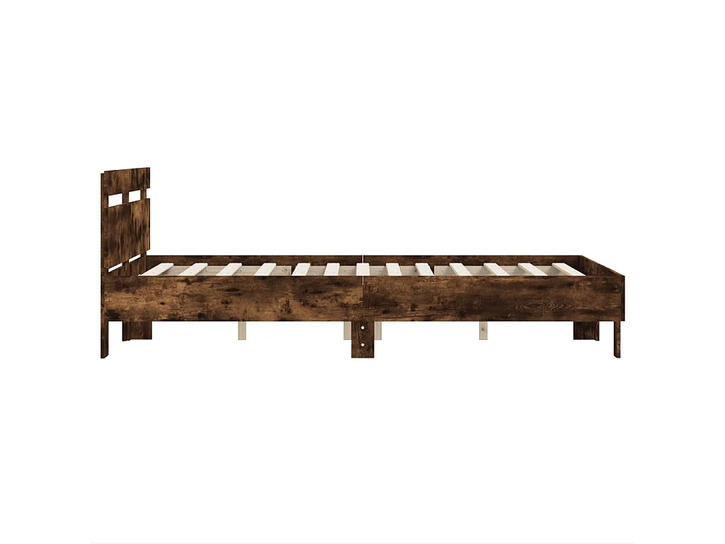 Bedframe met hoofdeinde bewerkt hout gerookt eiken 120x190 cm